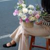 Pastel Serenity Flower Basket - Giỏ hoa tone tím nhẹ nhàng, thanh lịch